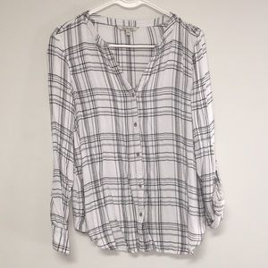 Calvin Klein Jeans White and Black Plaid Blouse